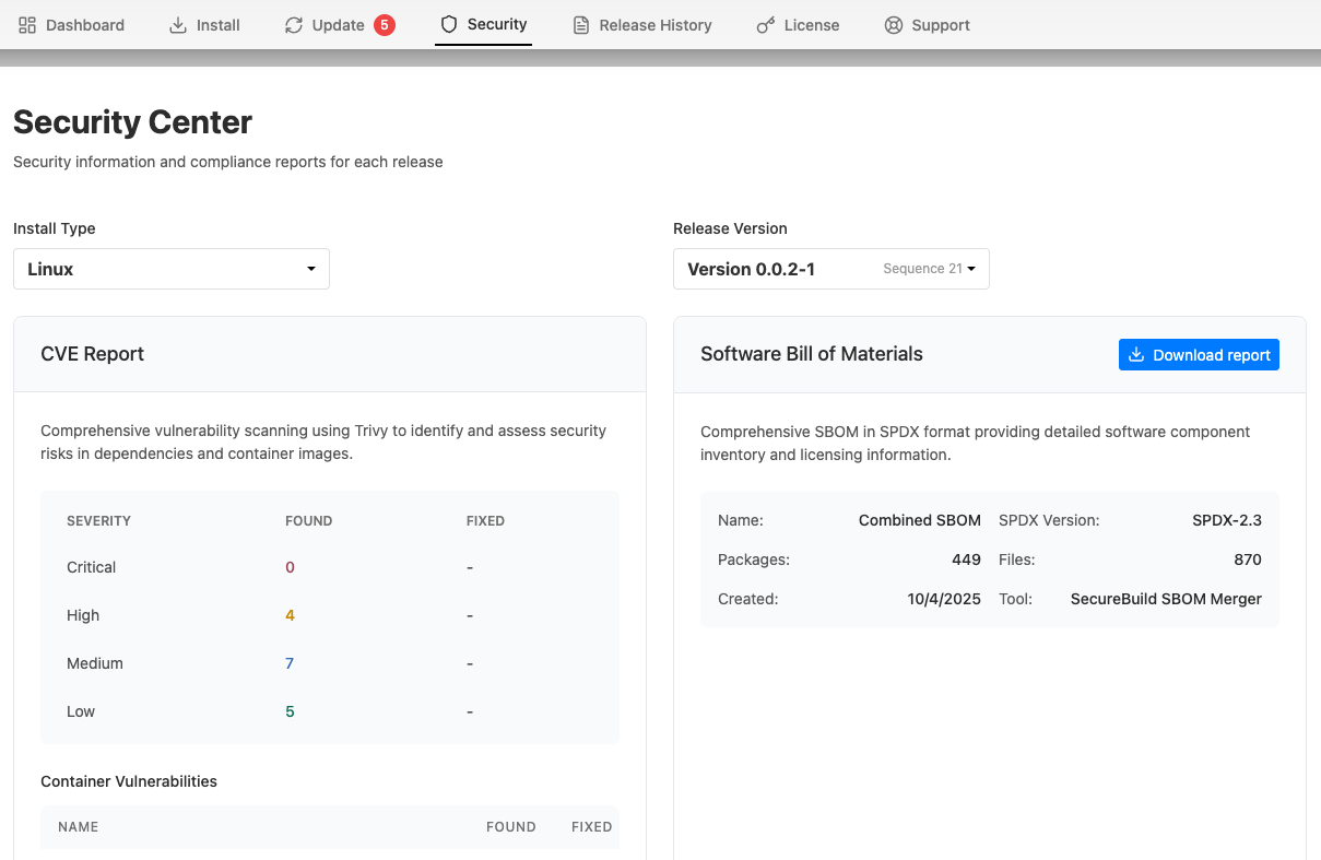 Enterprise Portal (Classic) Security Center dashboard
